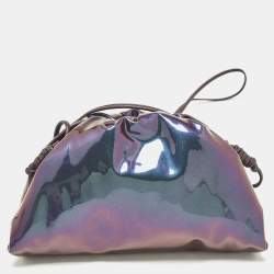 Pre Owned Bottega Veneta Multicolor Holographic Patent Leather Mini Pouch Clutch