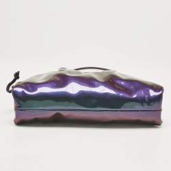 Pre Owned Bottega Veneta Multicolor Holographic Patent Leather Mini Pouch Clutch