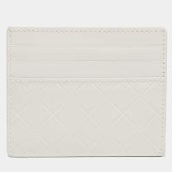 Bottega Veneta White Diamond Embossed Leather Card Holder