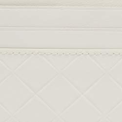 Bottega Veneta White Diamond Embossed Leather Card Holder