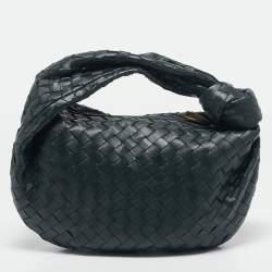 Pre Owned Bottega Veneta Dark Green Intrecciato Leather Small Jodie Hobo