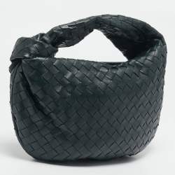 Pre Owned Bottega Veneta Dark Green Intrecciato Leather Small Jodie Hobo