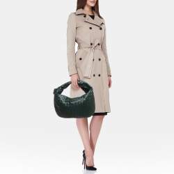 Pre Owned Bottega Veneta Dark Green Intrecciato Leather Small Jodie Hobo