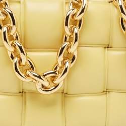 Pre Owned حقيبة كتف بوتيغا فينيتا كاسيت جلد مبطن أصفر بسلسلة