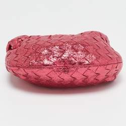 Pre Owned Bottega Veneta Metallic Pink Intrecciato Leather Mini Jodie Hobo