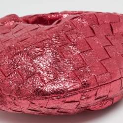 Pre Owned Bottega Veneta Metallic Pink Intrecciato Leather Mini Jodie Hobo