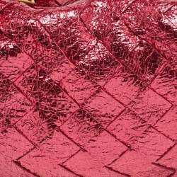 Pre Owned Bottega Veneta Metallic Pink Intrecciato Leather Mini Jodie Hobo