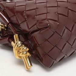 Pre Owned Bottega Veneta Burgundy Patent Leather Mini Loop Camera Crossbody Bag