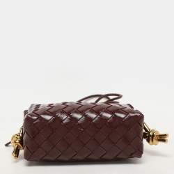 Pre Owned Bottega Veneta Burgundy Patent Leather Mini Loop Camera Crossbody Bag