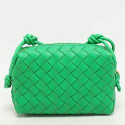 Bottega Veneta Green Intrecciato Leather Mini Loop Camera Crossbody Bag