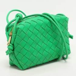 Bottega Veneta Green Intrecciato Leather Mini Loop Camera Crossbody Bag