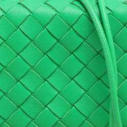 Bottega Veneta Green Intrecciato Leather Mini Loop Camera Crossbody Bag