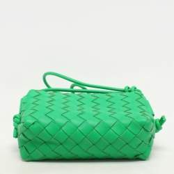 Bottega Veneta Green Intrecciato Leather Mini Loop Camera Crossbody Bag