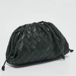 Bottega Veneta Dark Green Intrecciato Leather Mini The Pouch Bag