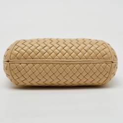 Bottega Veneta Cream Intrecciato Leather Small Clicker Shoulder Bag