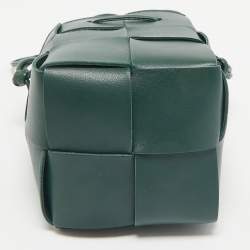 Bottega Veneta Dark Green Intrecciato Leather Mini Cassette Bucket Bag