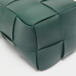 Bottega Veneta Dark Green Intrecciato Leather Mini Cassette Bucket Bag