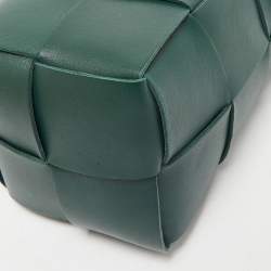 Bottega Veneta Dark Green Intrecciato Leather Mini Cassette Bucket Bag