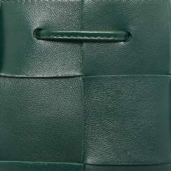 Bottega Veneta Dark Green Intrecciato Leather Mini Cassette Bucket Bag