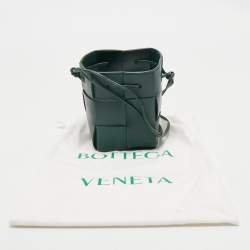 Bottega Veneta Dark Green Intrecciato Leather Mini Cassette Bucket Bag