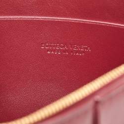 Bottega Veneta Burgundy Intreccio Leather Cassette Flat Pouch