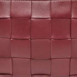 Bottega Veneta Burgundy Intreccio Leather Cassette Flat Pouch