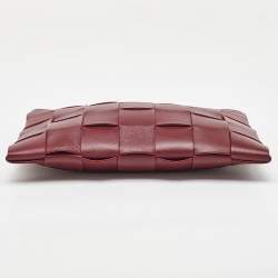 Bottega Veneta Burgundy Intreccio Leather Cassette Flat Pouch