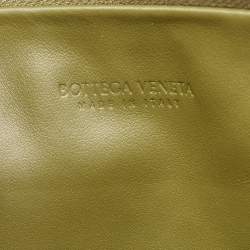 Bottega Veneta Olive Green Intrecciato Leather Zip Pouch