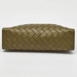 Bottega Veneta Olive Green Intrecciato Leather Zip Pouch
