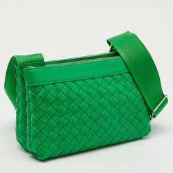 Bottega Veneta Green Intrecciato Leather Duo Shoulder Bag
