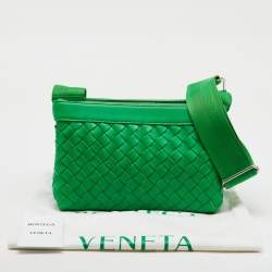 Bottega Veneta Green Intrecciato Leather Duo Shoulder Bag