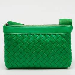 Bottega Veneta Green Intrecciato Leather Duo Shoulder Bag