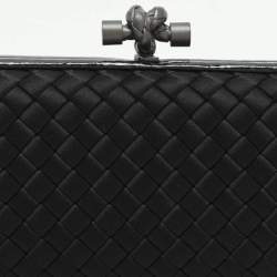 Bottega Veneta Black Intrecciato Satin and Ayers Impero Stretch Knot Clutch