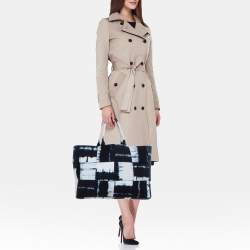 Bottega Veneta Navy Blue/White Canvas Large Arco Tote
