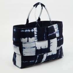 Bottega Veneta Navy Blue/White Canvas Large Arco Tote