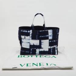 Bottega Veneta Navy Blue/White Canvas Large Arco Tote