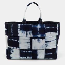 Bottega Veneta Navy Blue/White Canvas Large Arco Tote