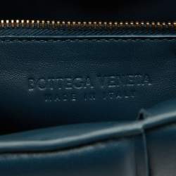 Pre Owned Bottega Veneta Teal Blue Leather Cassette Padded Shoulder Bag