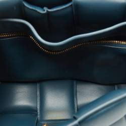 Pre Owned Bottega Veneta Teal Blue Leather Cassette Padded Shoulder Bag