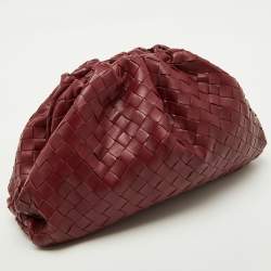 مملوكة مسبقًا Bottega Veneta Burgundy Intrecciato Leather Teen Pouch Clutch