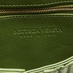 Pre Owned Bottega Veneta Green Plisse Intreccio Leather Cassette Shoulder Bag