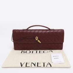 Pre Owned Bottega Veneta Burgundy Intrecciato Leather Medium Andiamo Clutch
