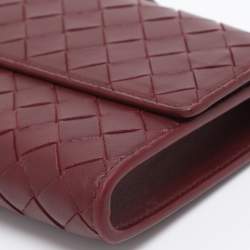 Pre Owned Bottega Veneta Burgundy Intrecciato Leather Medium Andiamo Clutch