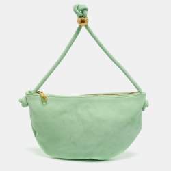 Pre Owned Bottega Veneta Green Suede Small Turn Pouch