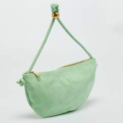 Pre Owned Bottega Veneta Green Suede Small Turn Pouch