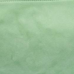 Pre Owned Bottega Veneta Green Suede Small Turn Pouch