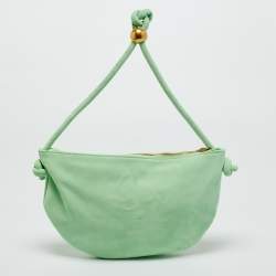 Pre Owned Bottega Veneta Green Suede Small Turn Pouch