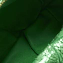 Pre Owned Bottega Veneta Metallic Green Intrecciato Leather Mini Jodie Hobo