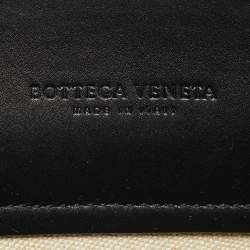 Pre Owned Bottega Veneta Beige/Black Intrecciato Canvas and Leather Slip Tote