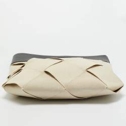 Pre Owned Bottega Veneta Beige/Black Intrecciato Canvas and Leather Slip Tote